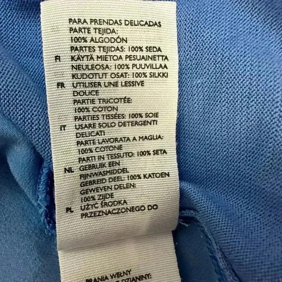 COS Silk  and Cotton 3/4 Sleeve High Low Blouse Shirt Blue Women's Size Medium - Picture 14 of 16